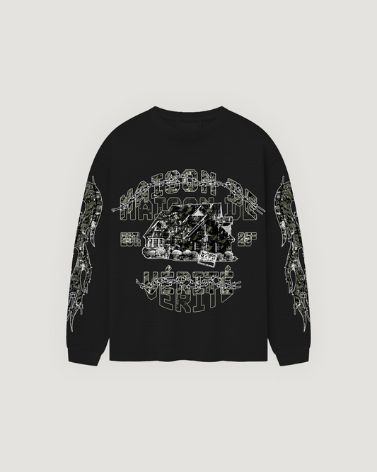 Black Maison De Verité Waffle Long Sleeve