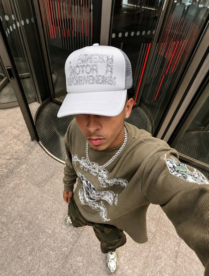 White Honest Motion Trucker Hat